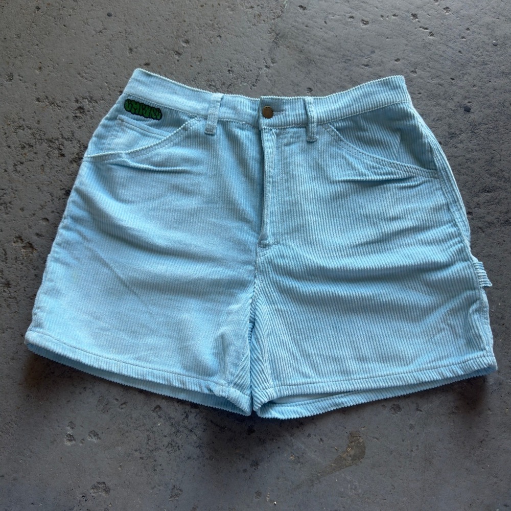 Empyre Laurel Light Blue Corduroy Carpenter Shorts Mens Large Elastic Waist
